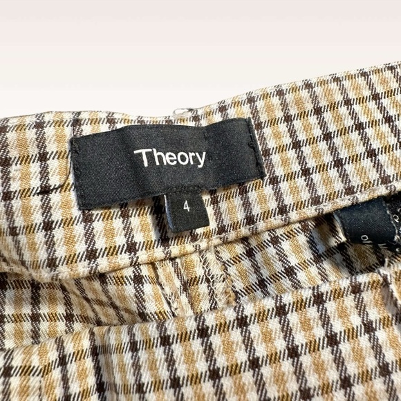 Theory ‘Alettah’ Slim Leg Side-Zip Pants in Ainsley Check in “Carob/Gobi Multi” - Picture 4 of 16